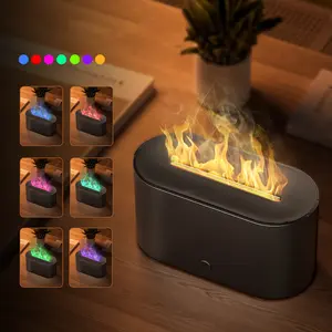1-Pack Color Flame Aroma Humidifier, Humidifier for Home, Simulated Flame Diffuser, LED Seven-Color Atmosphere Light - USB Powered, Suitable for Bedroom, Living Room, Holiday Decoration, Winter Birthday Gift, Christmas Gift for Friends