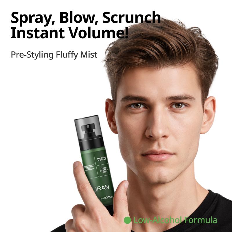 LIRAN Volumizing Prep Spray for Men No Rinse Texturizing Spray with Matte Finish All Day Hold Gel Based Sea Salt Spray for High Volume Haircare 100 ml Green Cedarwood Scent