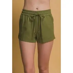 Paige Linen Shorts in Olive