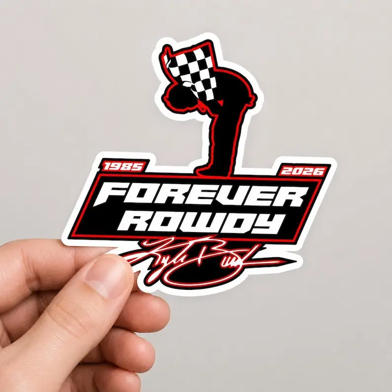 Vintage Kyle Busch Memorial Kiss-Cut Stickers Sports Fan Gift, Kyle Busch Quote Rip Rowdy Tribute Kyle Racing In Memory Motorsport Kiss-cut Sticker Stickers Vinyl Sticker for Laptop Water Bottle