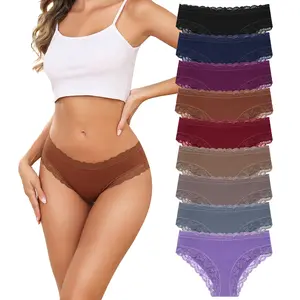 LEVAO 9/12 Pack Lace Cotton Bikini Underwear for Women – Soft Stretch Cheeky Panties S-XL