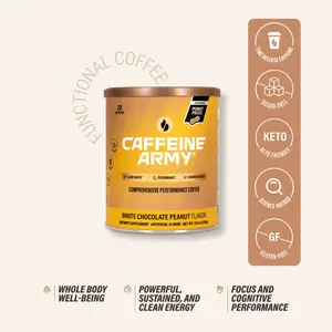 White Chocolate Peanut Caffeine Army Functional Coffee - Time Release Caffeine Focus Metabolism Zero Sugar Gluten Free 7.8oz 22 Servings