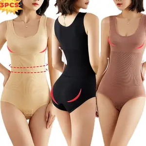 3pcs High Elastic Bodysuit Women Shapewear Corset Body Shaper Modeling Underwear Tummy Control Panties Briefs for All Seasons