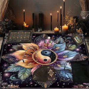 6PC Mandala Decorative Tarot Reading Set: 1 set of 78 Tarot Cards, 1 set of 12 Mineral Bottles, 1 set of 7 Chakra Stones, 1 polyester drawstring bag, 1 tablecloth, 1 pendant, an astrological set for tarot scholars.