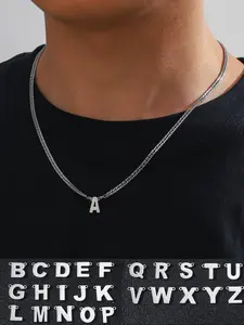Fashion Alphabet Detail Pendant Necklace for Men & Women, Stainless Steel Jewelry for Party, Daily Clothing Decor, Necklace Initial, Trendy Hip-hop Jewelry for Birthday Gift, Letters Necklace