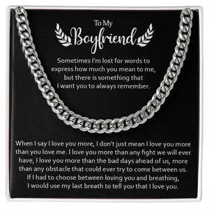 Cuban Link Chain Promise Necklace To My Boyfriend From Girlfriend For Boyfriend, Gifts, Jewelry, with Message Card, Box, For Birthday, Valentines, Christmas