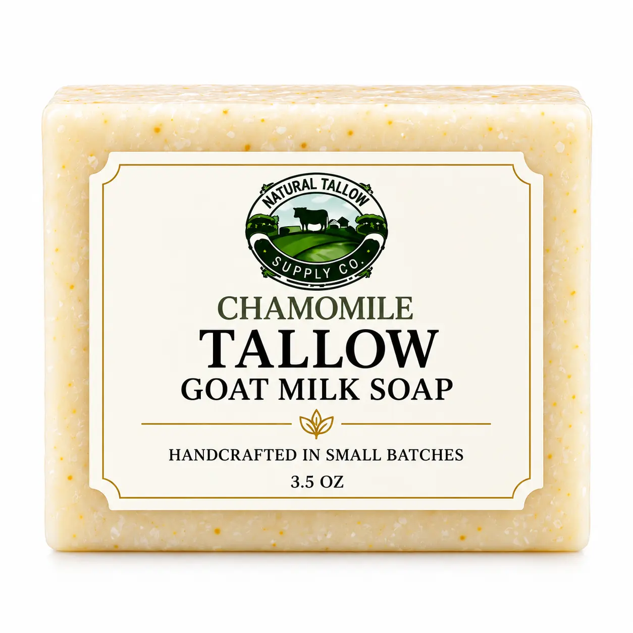 Tallow Soap Bar with Goat Milk & Chamomile – 100% Grass Fed Beef Tallow Soap for Face & Body, Rich Creamy Lather, Handcrafted Small Batch Goat Milk Soap – Natural Tallow Supply Co., 3.5 oz