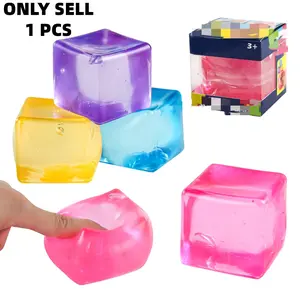 Square Gel Ice Cube Stress Ball, Slow Rebound Malt Sugar Ice Cube, Portable Office Stress Relief Toy, Unisex Design, Model 2411xy13
