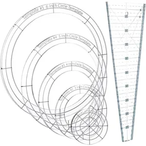 6 count/Set Circle  Quilting Template 2-5 Inches Transparent Patch Stencil Ruler 1.5-9.5 inches Trapezoid Quilting Templates for Drawing  Sewing Craft Piecing Plate Clothing Design