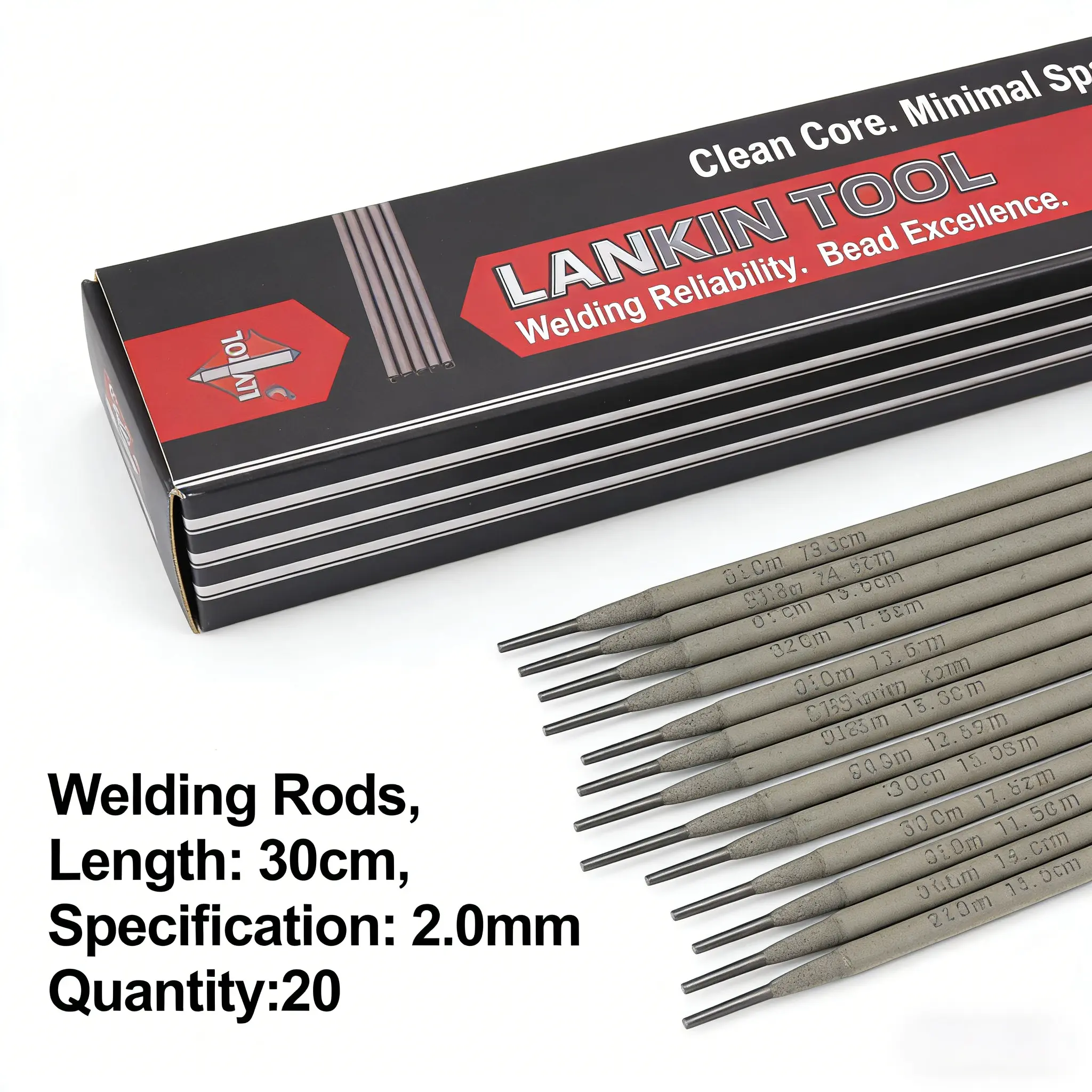 Lankin Tool 20Pcs Welding Electrodes 3/32" Premium Arc Welding Rods with Stable Arc & Crack Resistance