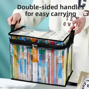Book organizing box, student classroom, book storage box, transparent storage, household large capacity textbook storage bag
