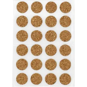 Pro Source Bumper Cork Pads - Adhesive Back - 1/2" - For Cabinets, Table Top Items - Prevent Scratching, Furniture, Electronics - Does Not Retain Heat - Quietest Bumper - 24 Count