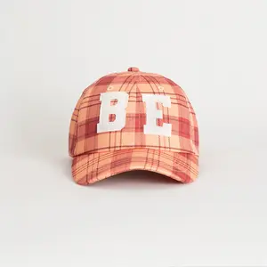 PLAID HAT WITH FELT LOGOS