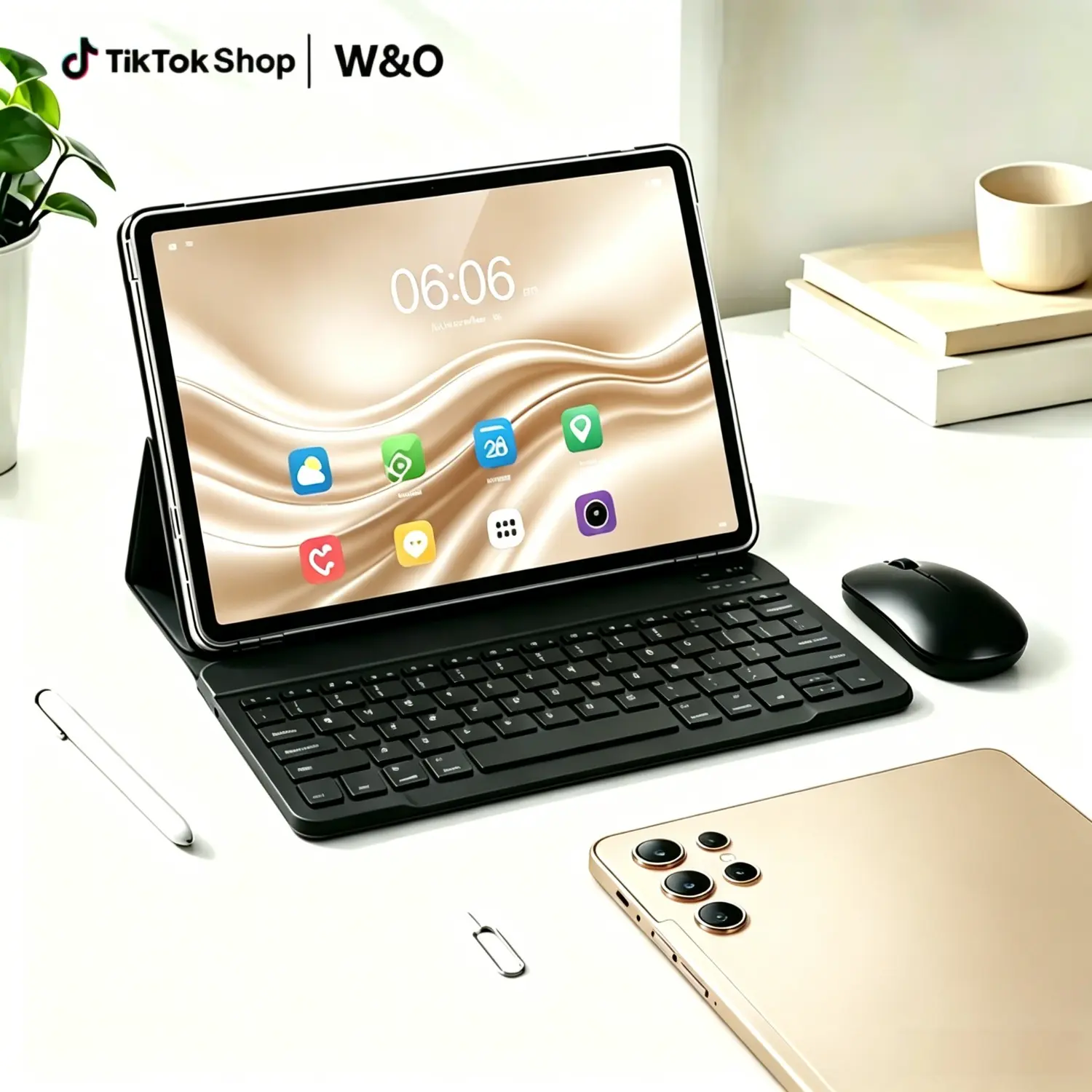 W&O X9 Android 15 Tablet 10.1 Inch IPS Display | 8GB+256GB | 8000mAh | Dual Band WiFi & SIM | Complete 9-in-1 Bundle: Keyboard, Mouse, Stylus Pen, Protective Case & More — Turn Your Tablet into a Laptop