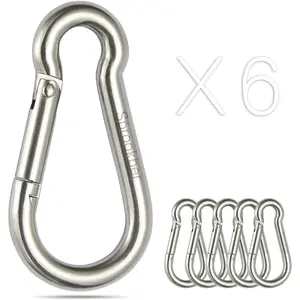 Stainless Steel Spring Snap Hook Carabiner - 304 Stainless Steel Clips, Set of 6