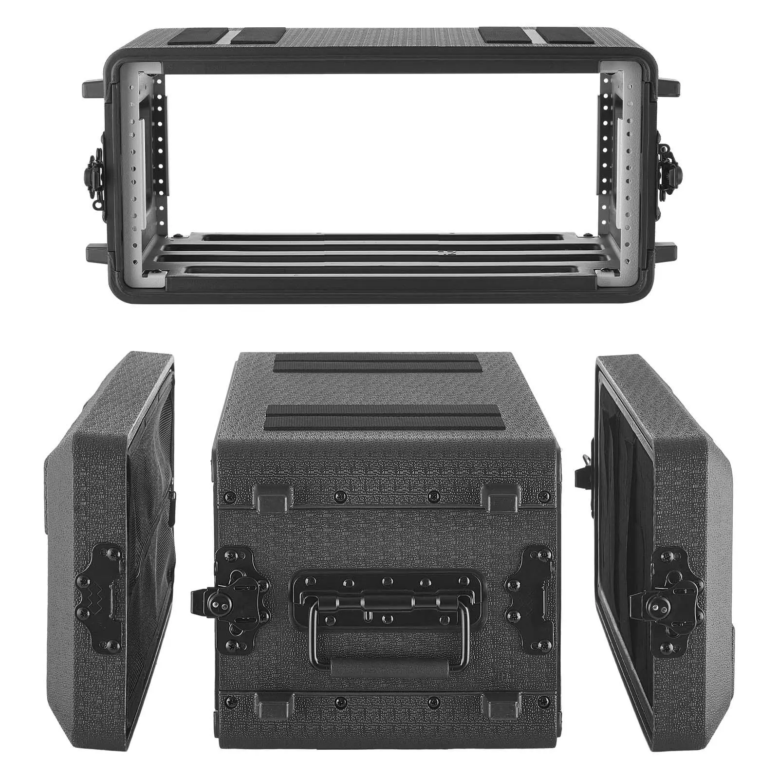 【Summerfinds】VEVOR 4U Rack Case, 12 in Depth, Rackmount Flight Case Shallow Rack with Microphone Compartment, Polyethylene Construction, Recessed Latches, Easy Installation, for Amplifier, 8.7 in Internal Depth