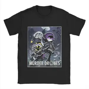 murder drones  T-Shirts for Men  Vintage 100% Cotton Tee Shirt Round Neck Short Sleeve T Shirts Summer Tops