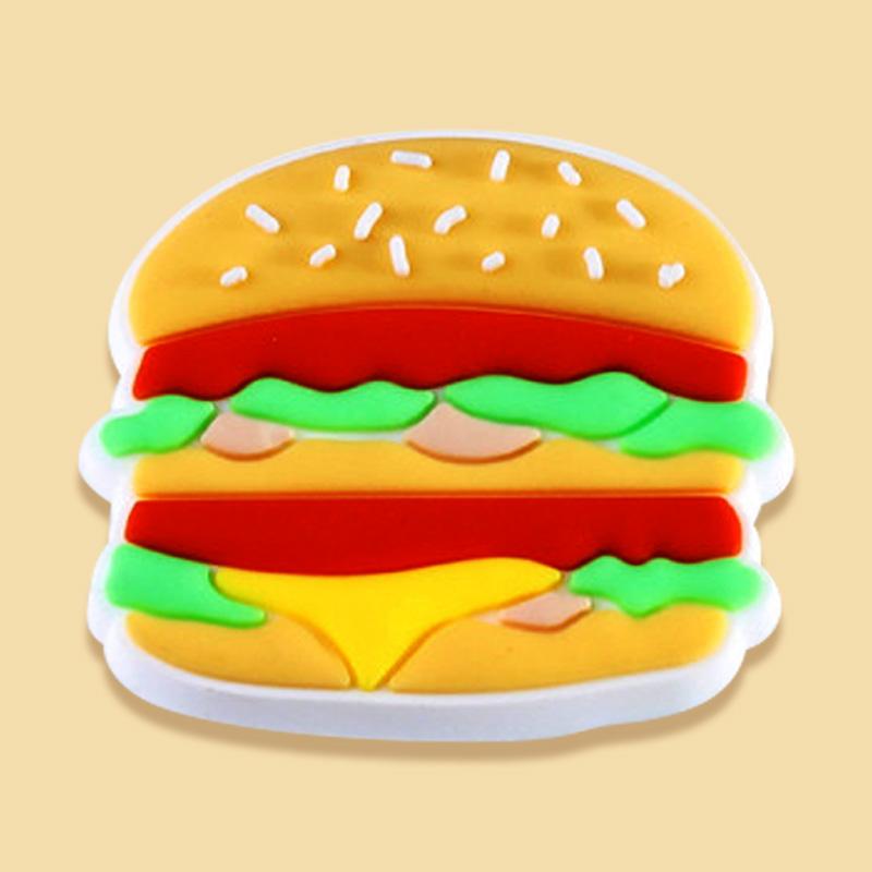 Cartoon Burger and French Fries Croc Shoe Charms for Kids Boys Girls Women Men PVC Wristband Sandals Clog Accessories Party Favor with Dragon and Character Designs
