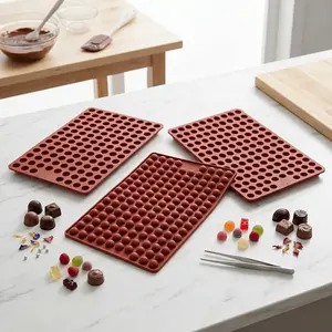 3pcs Mini Round Silicone Molds, 148 Cavities Hemisphere Chocolate Candy Mold, Baking and Freezing Chocolate Pieces, Gummies, Cookies, Dog Treats, Cake Decorations