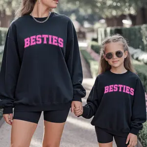 Family Matching Besties Sweatshirt, Mommy And Daughter Outfit, Bestie Sweatshirts for Babies, Women Adult Kids Black Crew Neck