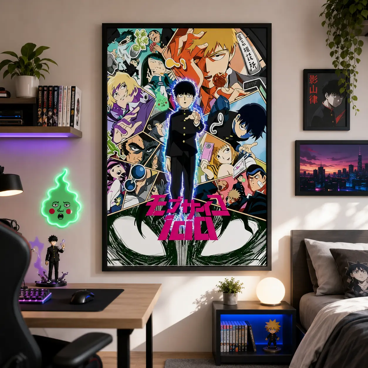 Mob Psycho 100 Anime Character Group Poster - Unframed Canvas Wall Art Print, Home Decor, Bedroom Decor, Room Inspo, 2026 Fall Gift for Anime Fans