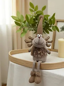 Soft Plush Reindeer Knitted Faux Fur Patchwork Stuffed Animal Healing Desktop Decor