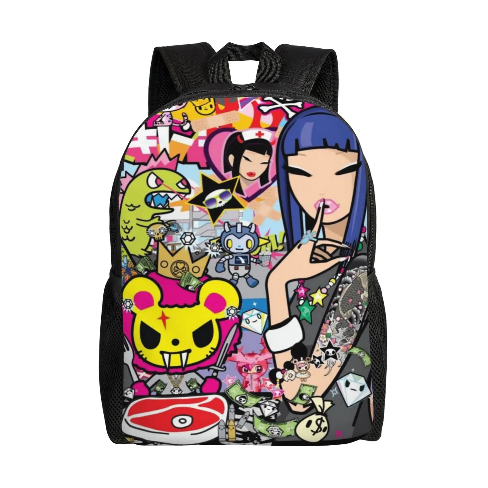 Tokidoki Backpack Water-Resistant Student School Bag Daily Campus Use 17 Inch Laptop Travel Rucksack Lightweight Durable for Boys Girls Men and Women Ideal Gift