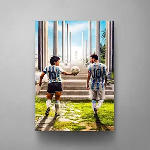 LIONEL MESSI & Diego Maradona, Argentina Football Legends Art