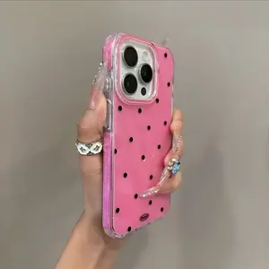 Premium Jelly Polka Dot Case for IP17 Pro Max IP16 Phone Case 15/14 Pro Shockproof 13/12 Full Coverage