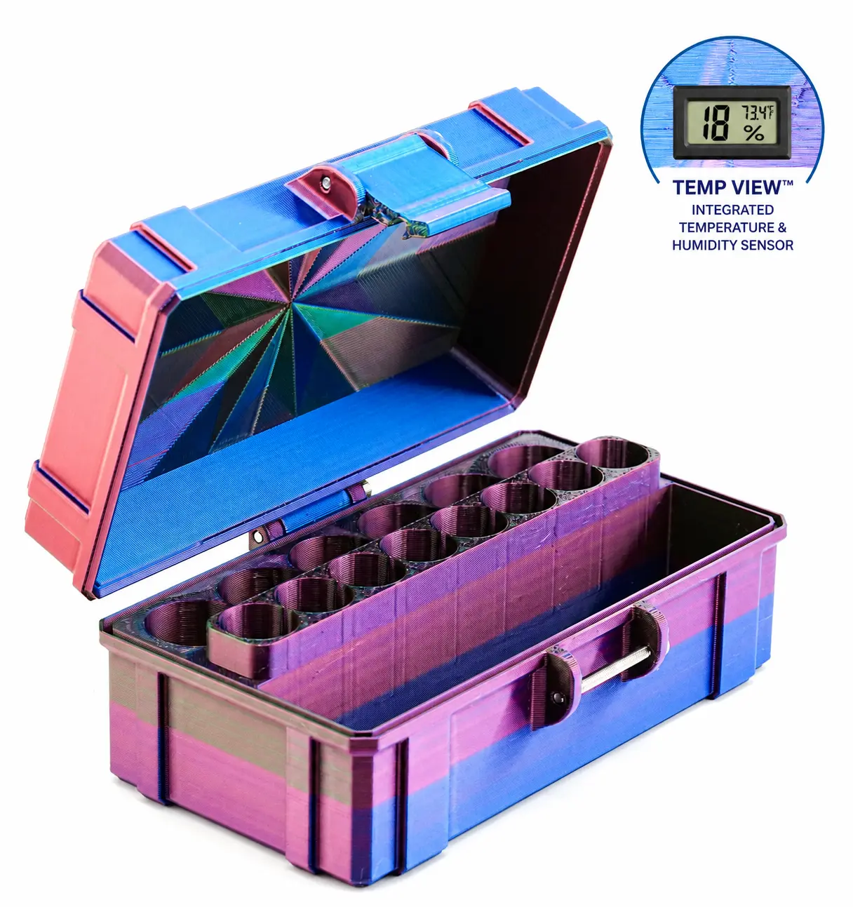 TempView Mixed Vial Case | 6-Slot 10 ml Vial Case & 8-Slot 3 ml Vial Case Slots | Organizer for GLP-1, Peptides, Research