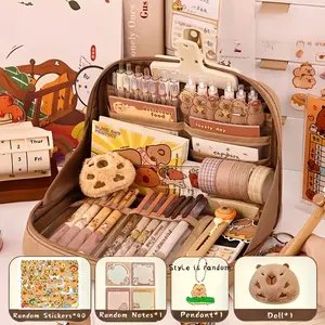 44-Piece High-End Waterhog Collector Set, Theme Stationery with Stickers, Sticker Haul & 12 Pen Holders, Multi-Colored Keychains & Badges, Ideal Gift, Crafts Kit