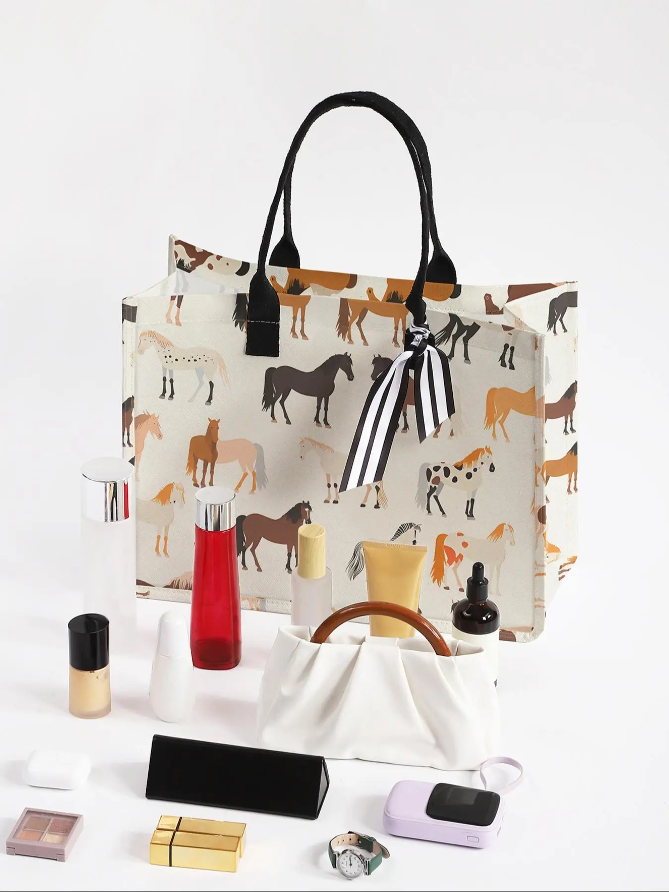 Vintage 1964 Horse Print Tote Bag, Unique Birthday Gift for Women