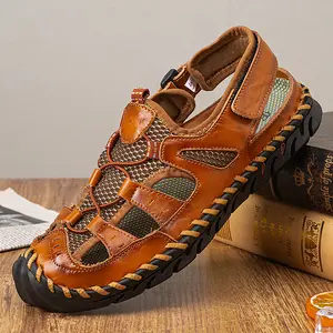 Men's breathable sandals that fit the toes, comfortable and anti-slip rubber soles, casual hook-loop fastening beach water shoes, men's outdoor shoes Footwear Slides