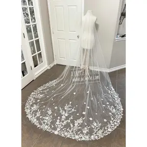 Style CHV01 Floral & Leaf Lace Chapel Veil