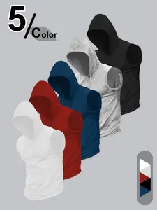Men's Solid Color Hooded Tank Top, Regular Fit Casual Sleeveless Hoodie Vest for Daily Wear, Men's Clothes for All Seasons