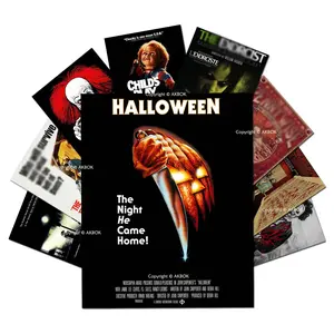 9 Pcs Vintage Horror Movie Posters Retro Creepy Classic Scary Movie Film Prints Posters Home Man Cave Movie Theater Wall Decor 8×10 Inches Unframed Set Artwork