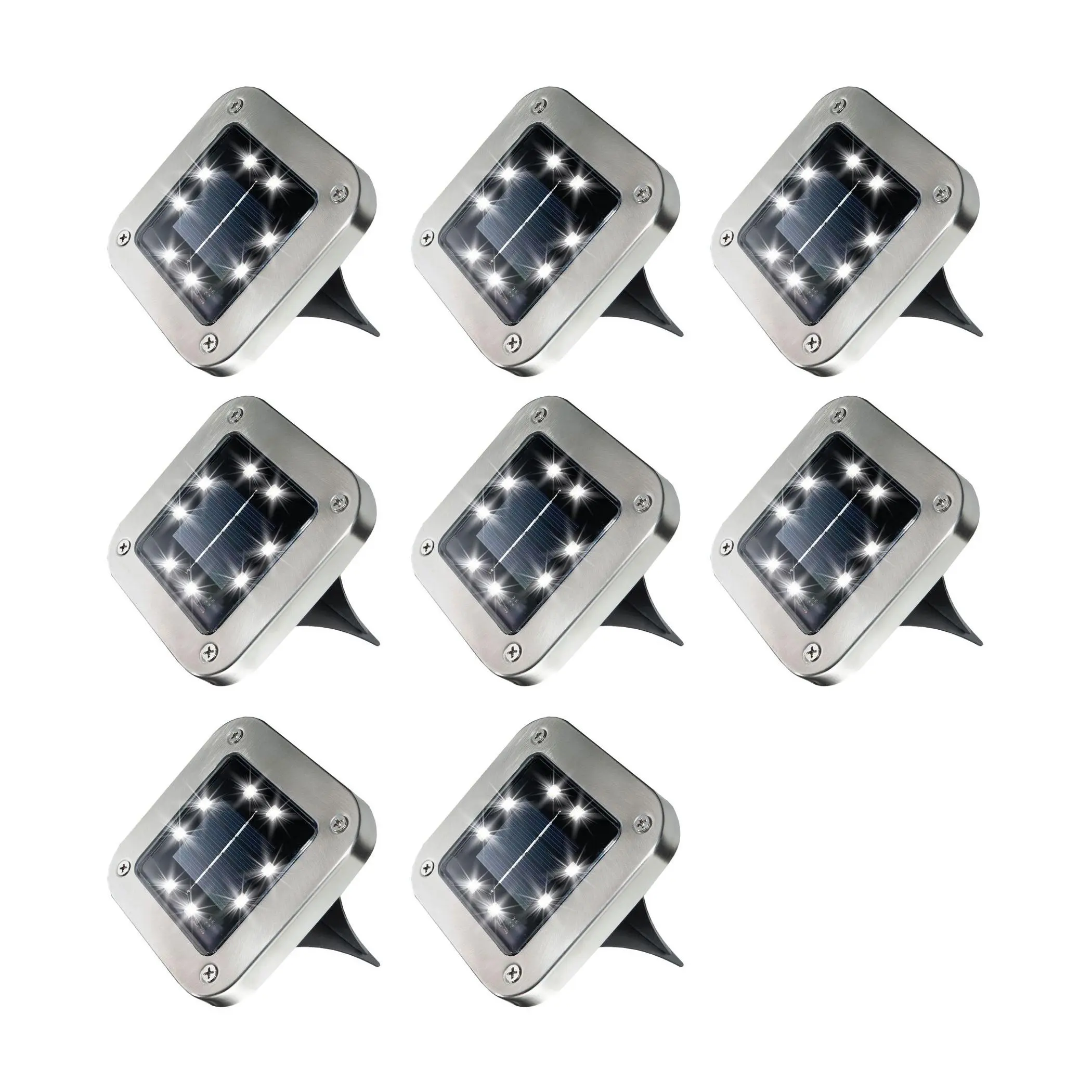 Bell & Howell 8 LED Outdoor Solar Powered Squar e Disk Lights Bell & Howell 8 LED Outdoor Solar Powered Squar e Disk Lights