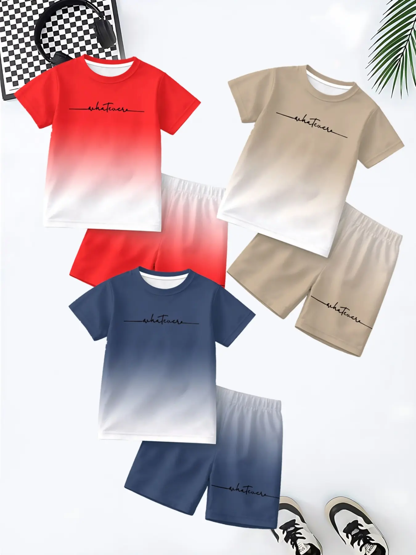 Short Sleeve Set, Fashionable, Casual and Comfortable, Ideal for Beach, Home, Travel, Spring Summer, Multi-Piece Pack