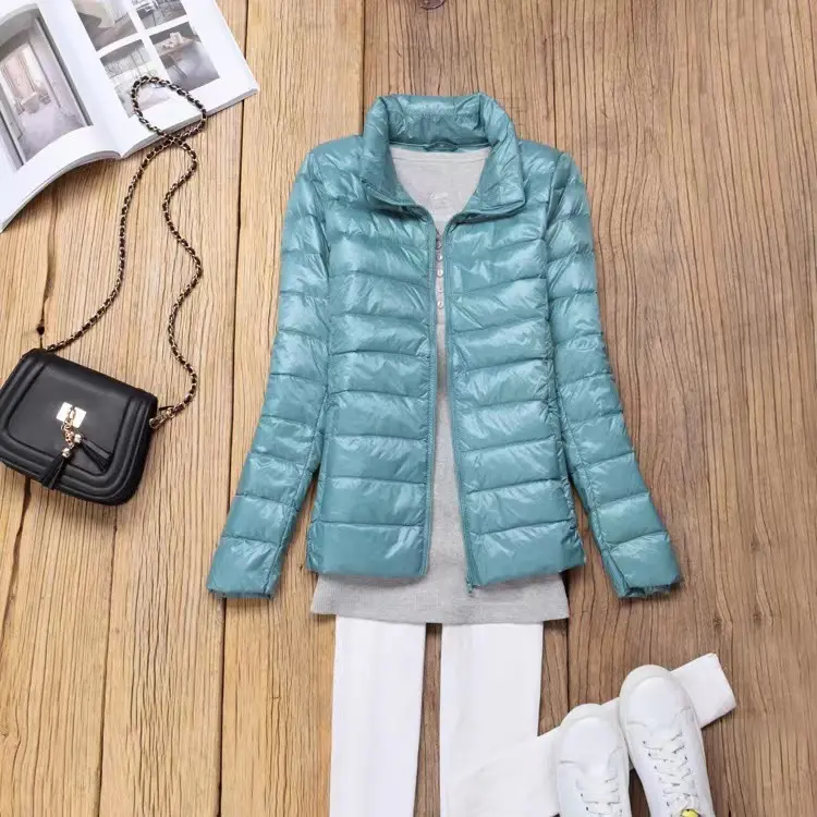 Pink blue standing collar for women