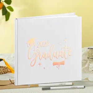 2026 Graduation Guest Book 8.7'' x 8.7'' with 2 Markers 144 Pages Hardcover Rose Gold Foiled Photo Album Scrapbook for Class of 2026 Graduation Party Supplies Graduation Gifts