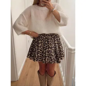 Women's Leopard Print Casual Short Skirt, Perfect for Daily Wear, Outdoor Activities, Work, Club Parties, Versatile