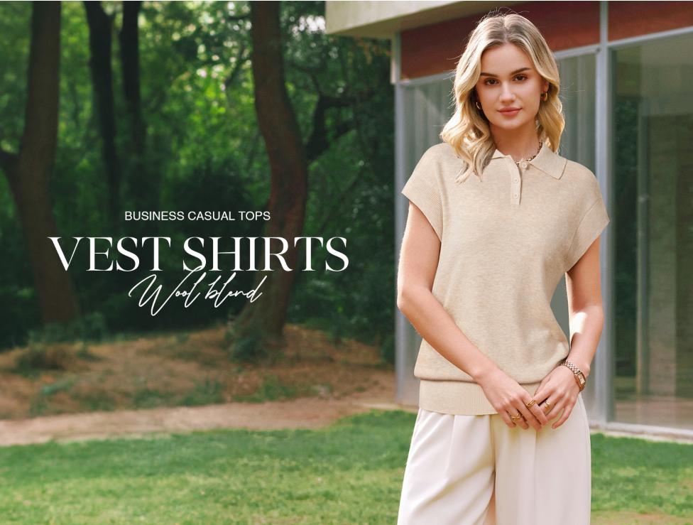 Arach&Cloz Women's Wool Blend Cap Sleeves Business Casual Summer Tops Sweater Vest Polo Shirts 2026