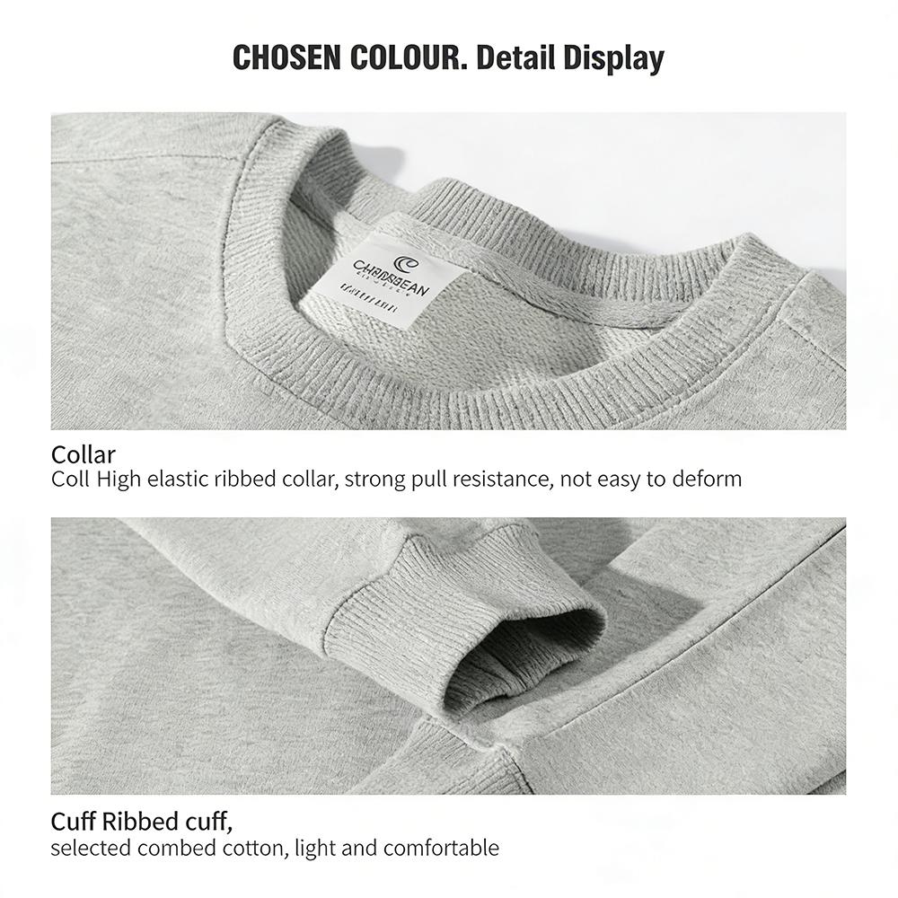 Custom Crewneck Sweatshirt (Standard / Glow-in-the-Dark Options) – Woven & Dyed French Terry Pullover, Ribbed Collar & Cuffs, Personalized Chest Design, Unisex Casual Top 300g