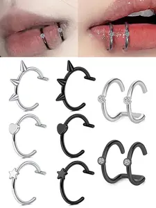 Fake Nose Ring, Fake Nose/Lip Piercing, Faux Nose Piercing Jewelry, Star Heart Fake Hoop Nose Ring for Women Men, Clip on Nose Ring, Non Piercing Jewelry