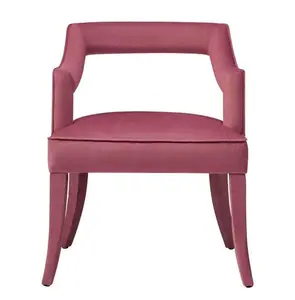 Tiffany Pink Slub Velvet Chair - Handmade Indoor Furniture with Piped Stitching and Multiple Velvet Options