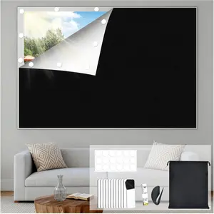 Portable No Drill Cuttable Blackout Window Curtains Shades Blinds 39x57 Inch for Sloped Roof Windows Bedroom Children's Room Media Room