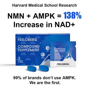 S. Feeloberg Compound Supplement NAD+ Booster & AMPK Activator for Healthy Aging Supports Cellular Energy Metabolism Deep Sleep Liver Health Hair Growth 3rd Gen Formula Healthcare Dietary USA Made Fitness Edible