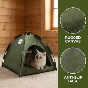 Stylish Summer Cooling Pet Tent Bed - Portable, Breathable Canopy for Outdoorsy Pets