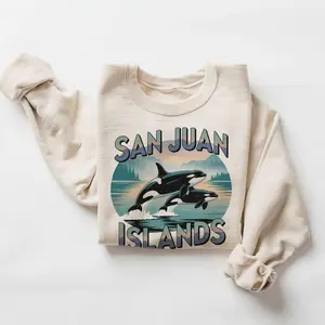 Retro San Juan Islands Washington Orca Sweatshirt - 90s Vintage Whale Watching Sea Kayaking Outdoor Travel - Boho Unisex #DICH