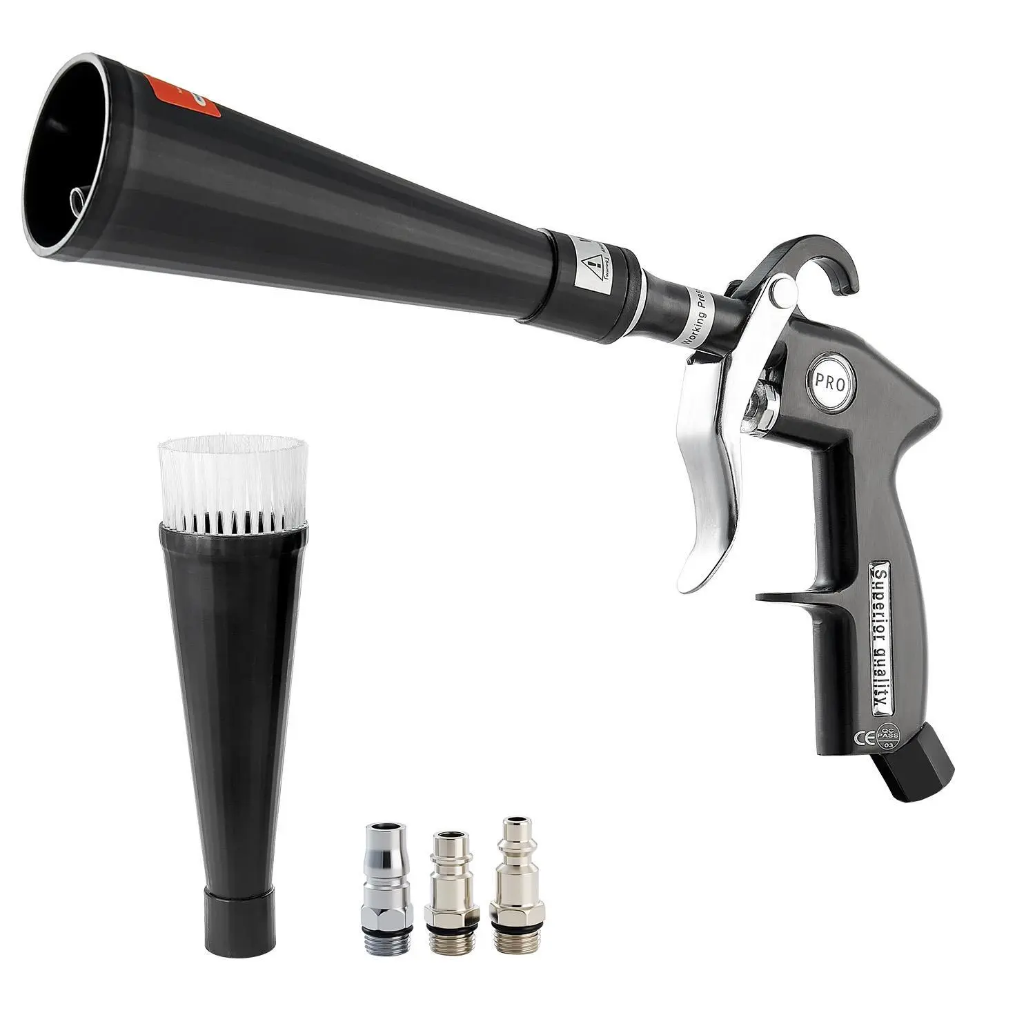 【Summerfinds】VEVOR Car Cleaning Gun,  , 6-9.2 Bar High-Pressure Air Blow Gun with 2 Set Nozzles, 360° Rotating Nozzle for Complete Cleaning, Quickly Blasts Dirt and Dust from Surface, Work with 1/4 NPT Air Compressor